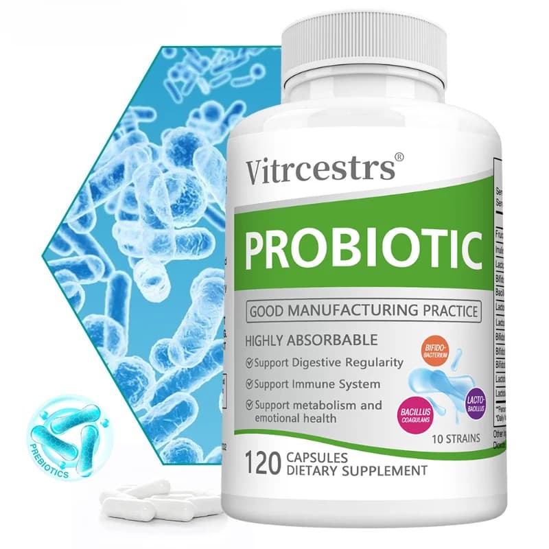 Capsule di Probiotici Multi-Ceppo, Prebiotici ed Enzimi Digestivi, Supporto Quotidiano per l'Equilibrio Digestivo Intestinale e il Sistema Immunitario degli Adulti