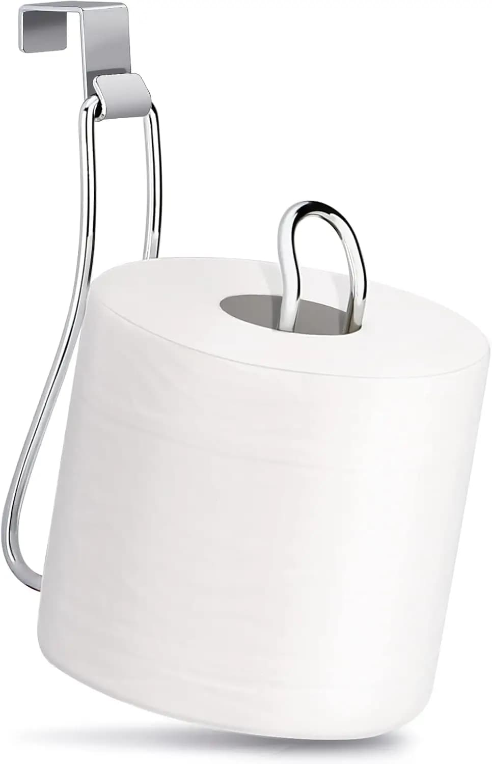 Porta carta igienica cromato da appendere sopra il WC, resistente e salvaspazio
