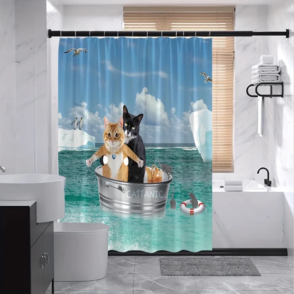 Adorabile tenda da doccia Fox and Owl Friends: resistente all'acqua, facile da pulire, aggiunge un tocco stravagante e accogliente per il bagno