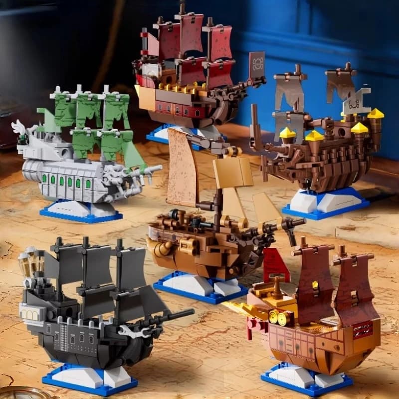 Mini Pirate Ship Building Blocks for Boys Educational Puzzle Model Desktop Ornaments Birthday Gift Children's Toys