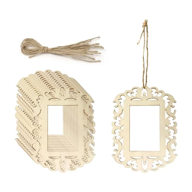 6 cornici in legno non finite vuote, cornici per foto in legno per artigianato fai da te, decorazioni per la casa, decorazioni per appendere l'albero di Natale