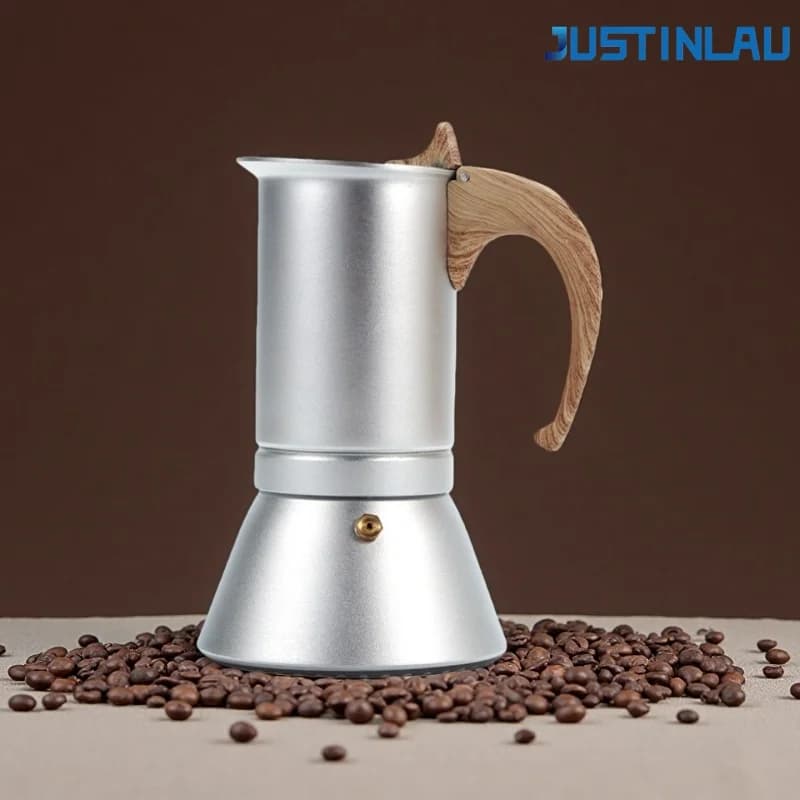 JUSTINLAU Moka Pentola 3/6 Tazze Pentola per Espresso Caffettiera in Alluminio Pentola per Estrazione Caffè in Casa Moka Latte Piano cottura Filtro