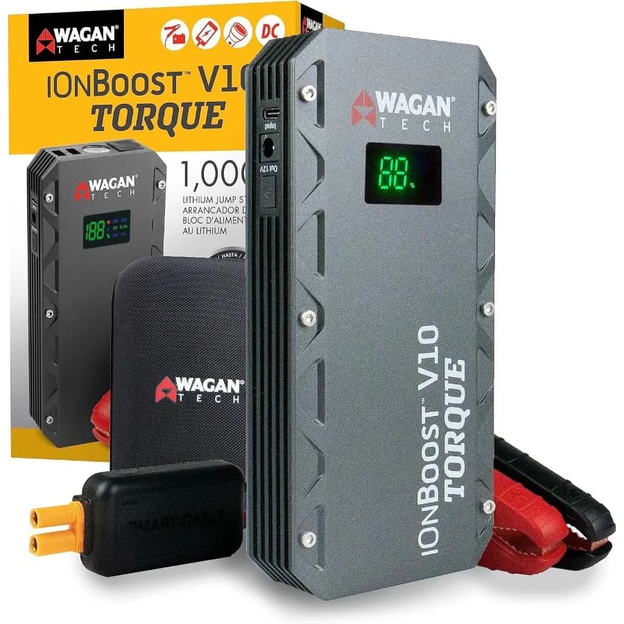 Avviatore di emergenza iOnBoost V10 Coppia 1000Amp Picco 12V Batteria portatile per auto al litio Fino a 7,8L V10 o 6,7L Diesel 12V J