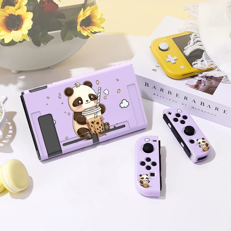Custodia protettiva Cute Milk Tea Panda per Switch Oled, cover sottile in TPU morbido per console Nintendo Switch, accessori di gioco NS