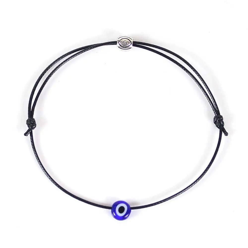 Braccialetti sottili neri portafortuna, regalo per donna e uomo, amuleto fatto a mano con filo blu, bracciali con cordoncino intrecciato contro il malocchio.