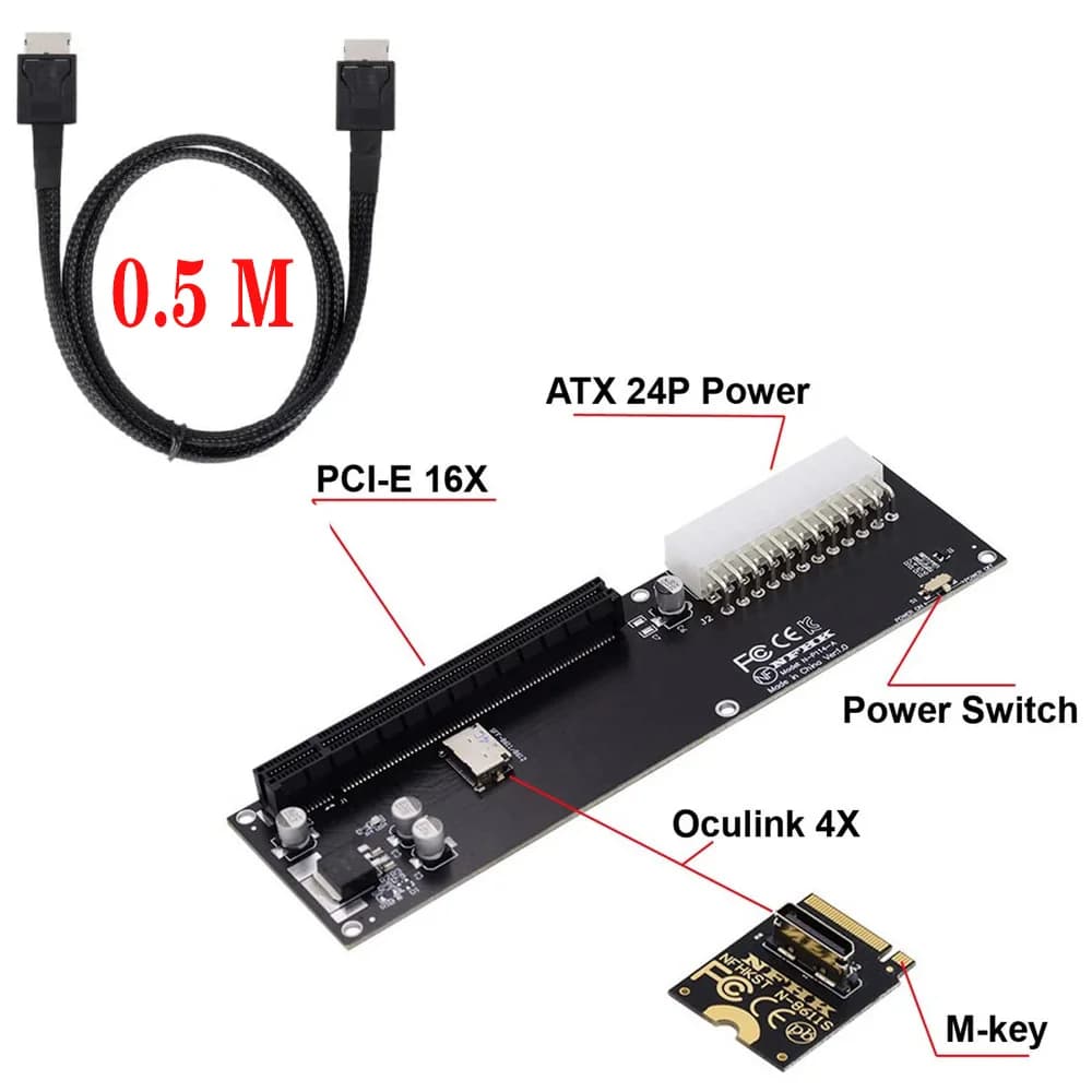 JoniSerl PCI-E 3.0 M-Key M.2 a Oculink SFF-8612 SFF-8611 Adattatore host per GPD WIN Max2 Scheda grafica esterna SSD