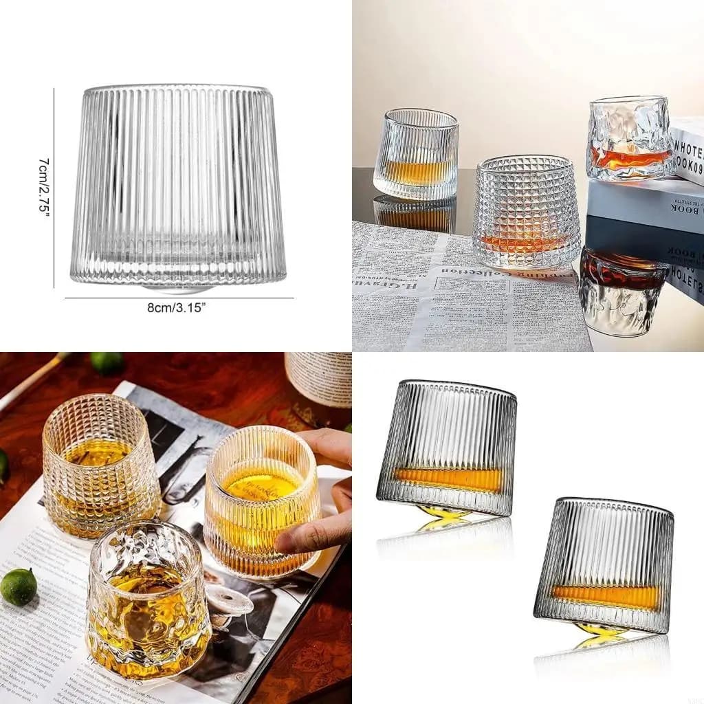 2 pacchi in stile inclinazione in vetro whisky in vetro rotabile in vetro bicchiere x3uc