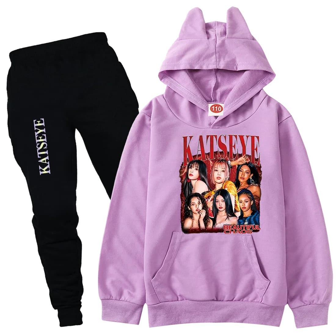 KATSEYE Kpop Clothes Kids Spring Autumn Hoodie Pants 2pcs Set Baby Girls Outfits Teenager Boy Pullover Tracksuit Children's Sets