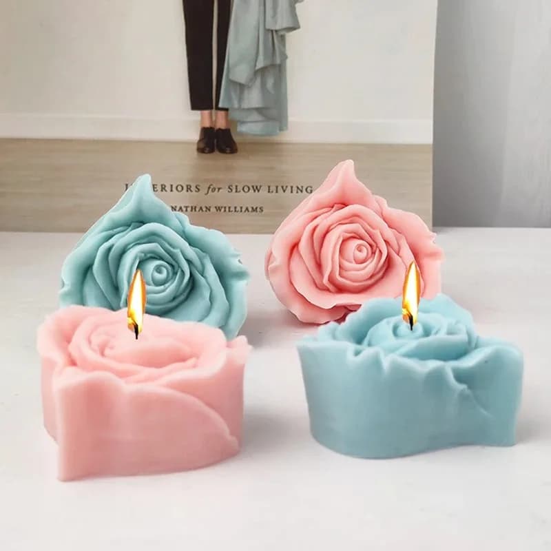 Stampo per candele in silicone con fiore a forma di cuore 3D Fai da te Fiore d'amore Sapone Artigianato in gesso Stampi per colata in resina Strumenti per la cottura di torte al cioccolato fatti a mano