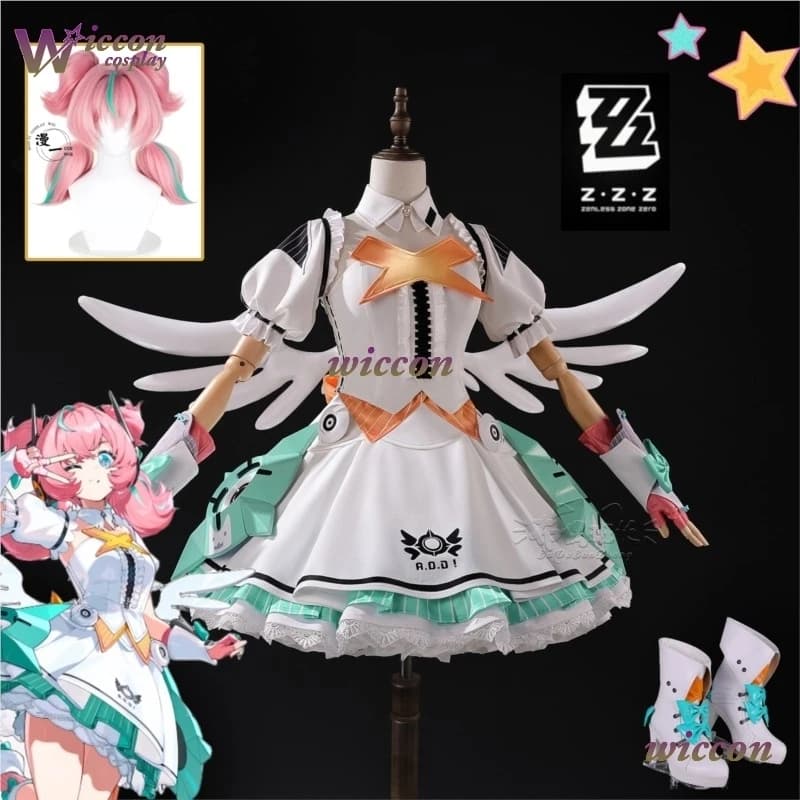 SAIKOU Zenless Zone Zero Air Cosplay Costume, Wig, Uniform Dress, Angels of Delusion, Outfit for Halloween Party and Female Role Games
