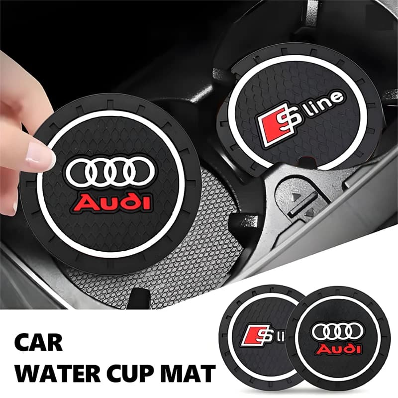 Car Logo Coaster Anti-skid Mat Water Cup Pad Emblem For Audi A1 A3 8P 8V A4 A5 A6 A7 A8 Q3 Q5 Q7 Q8 Sline TT RS Auto Accessories