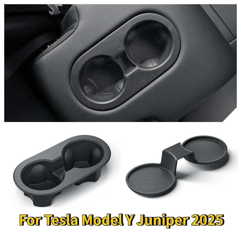 For Tesla Model Y Juniper/Launch 2025 Central Console Water Cup Pad Anti-slip Pad Back Row Glasses Interior Accessories