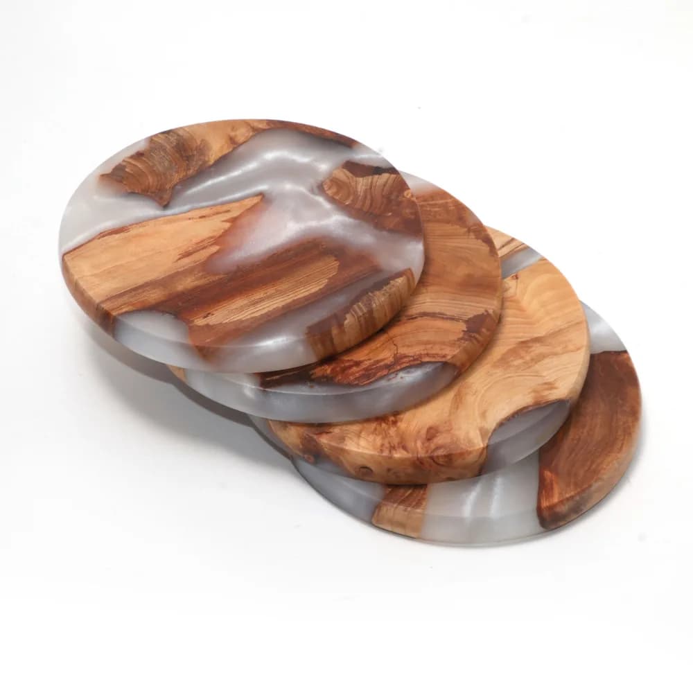 Drink Coaster Set, Wooden Bar Coasters, Resin Coaster for Coffee Table, Tabletop Decorative Artwork, Unique, Handmade Coasters