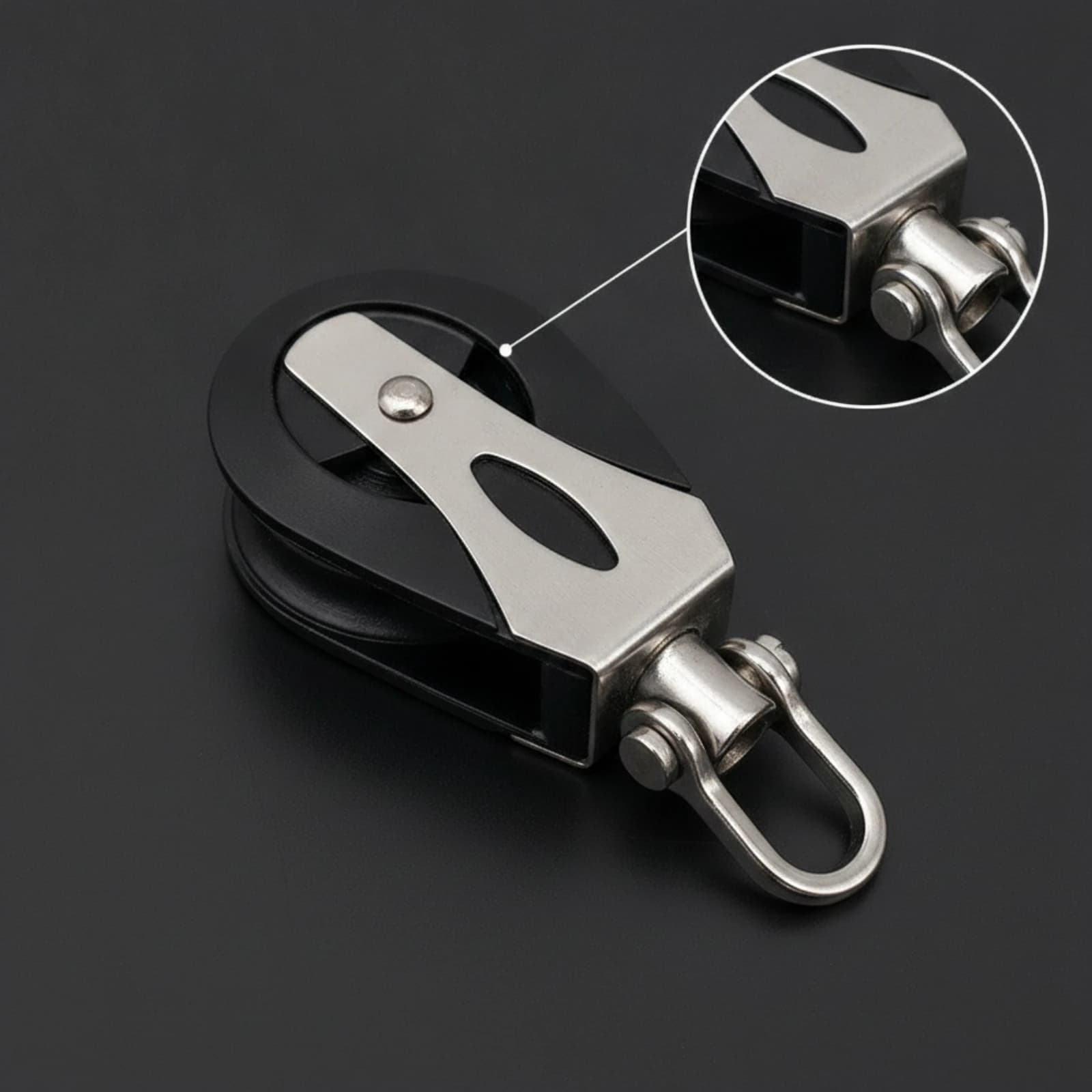Single Pulley Smooth-Rolling Rope Pulley Block Rustproof Hardware Heavy-Duty for Sailors, Marine Rigging, Sailing