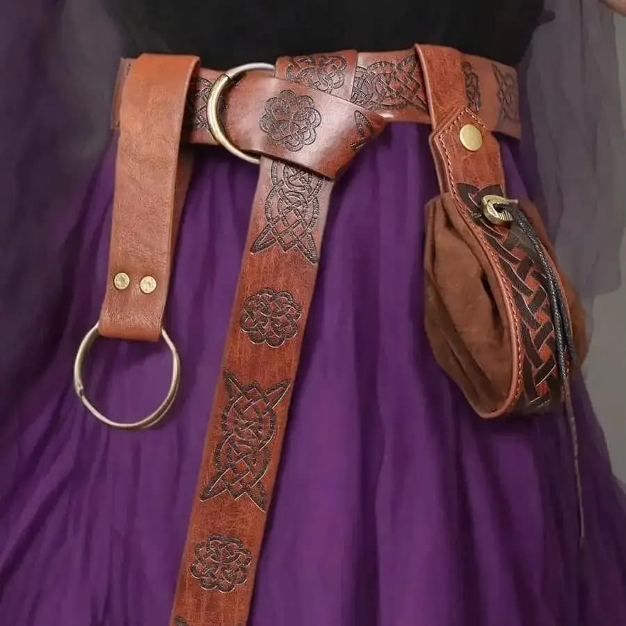 3 pezzi cintura medievale in pelle PU marrone e sacchetto per soldi gonna da donna clip da escursione per costumi cosplay Rinascimentali vichinghi Faire LARP