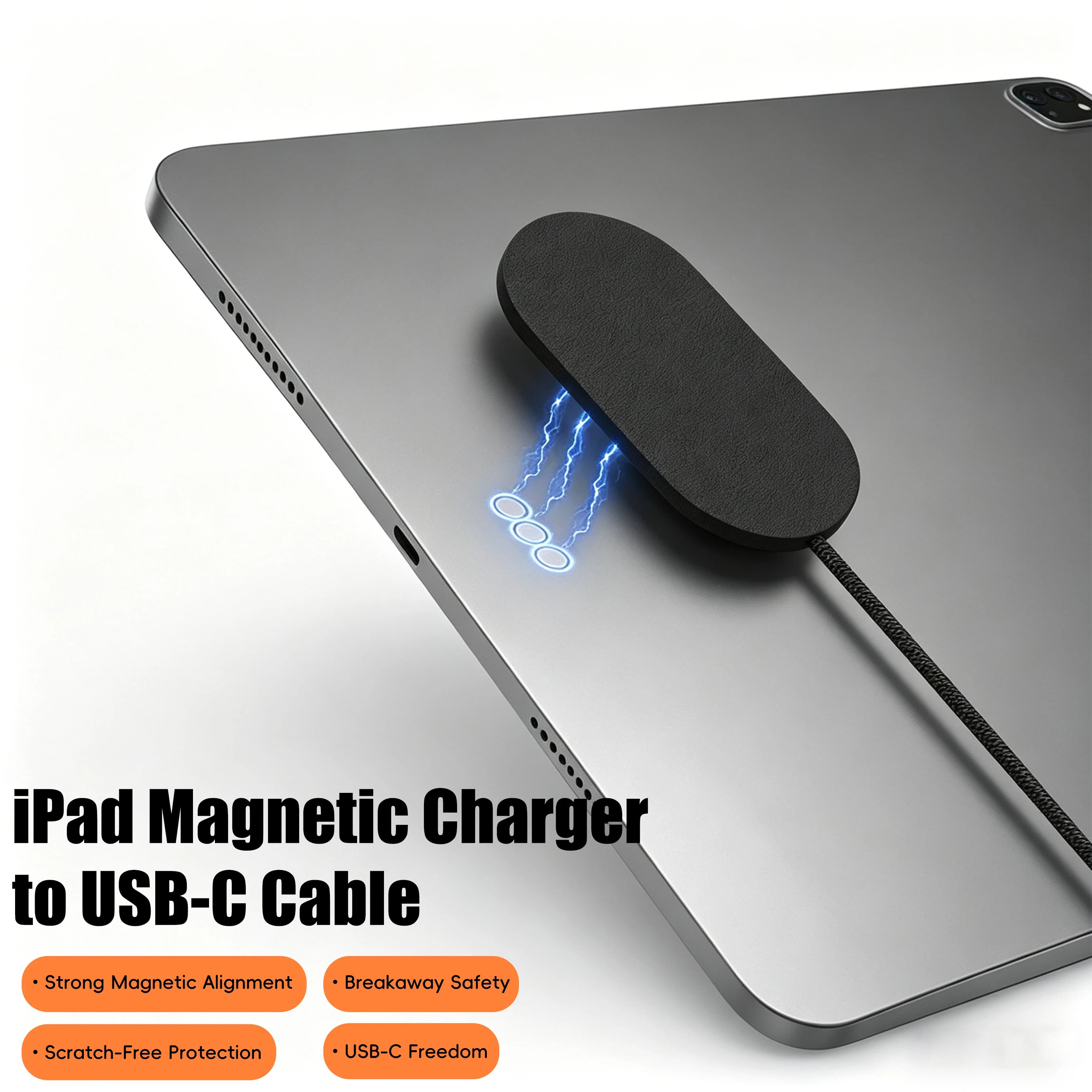 Cavo di ricarica magnetico USB-C per iPad, stazione di ricarica rapida 18W/35W, porta USB-C gratuita per il trasferimento dati, cavo caricabatterie portatile da viaggio