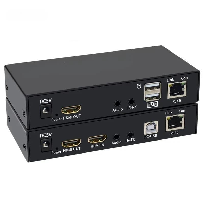120M 4K KVM Extender HD RJ45 Extender over Cat5e/6 Cable HDTV KVM USB Ethernet Extender Support USB Keyboard Mouse for PC NVR