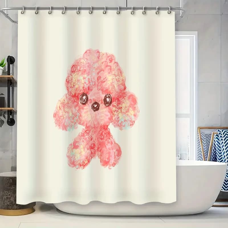 Set di tende da doccia per cani cuccioli carini, decorazioni per il bagno in fattoria impermeabili, tessuto moderno con stampa animalier rustica