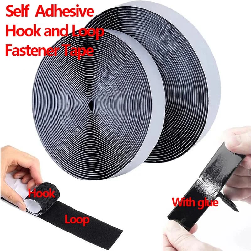 Nastro Velcro Autoadesivo 1/3/5M, Chiusura a Strappo per Fai da Te, Nastro Magico Autoadesivo con Colla Forte