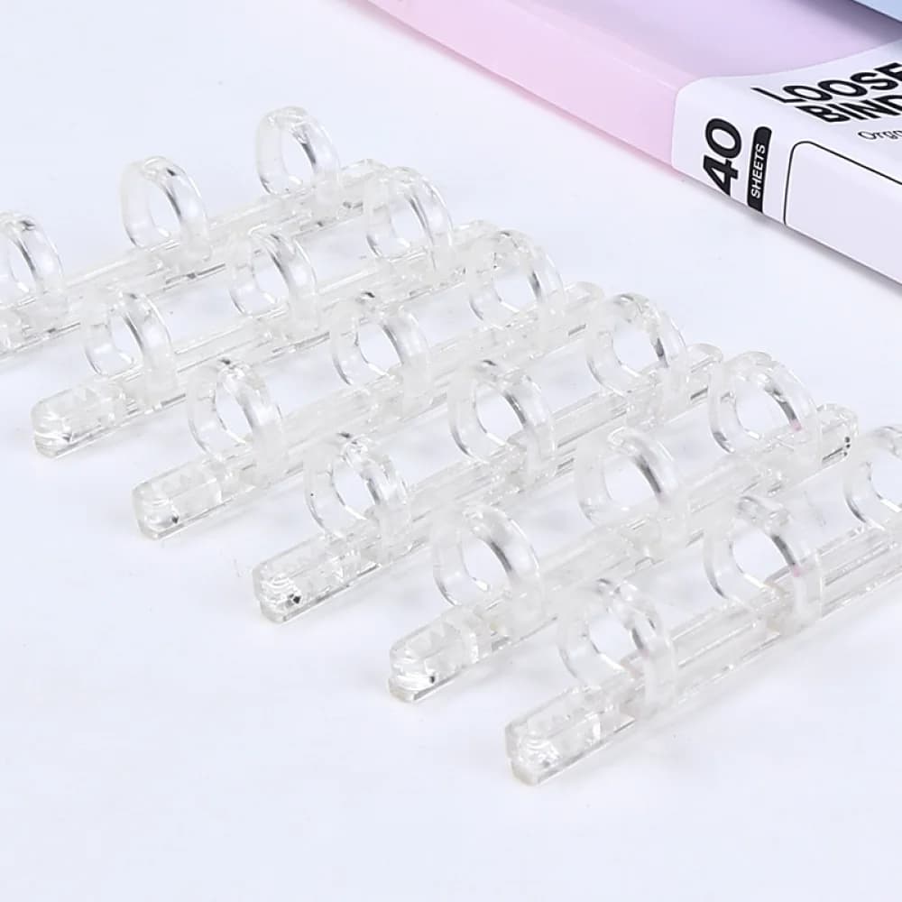 Clear Plastic Three Hole Binding Ring Binder For Scrapbook Calendar Planner Notebook Loose Leaf Paper Organizing Stationery