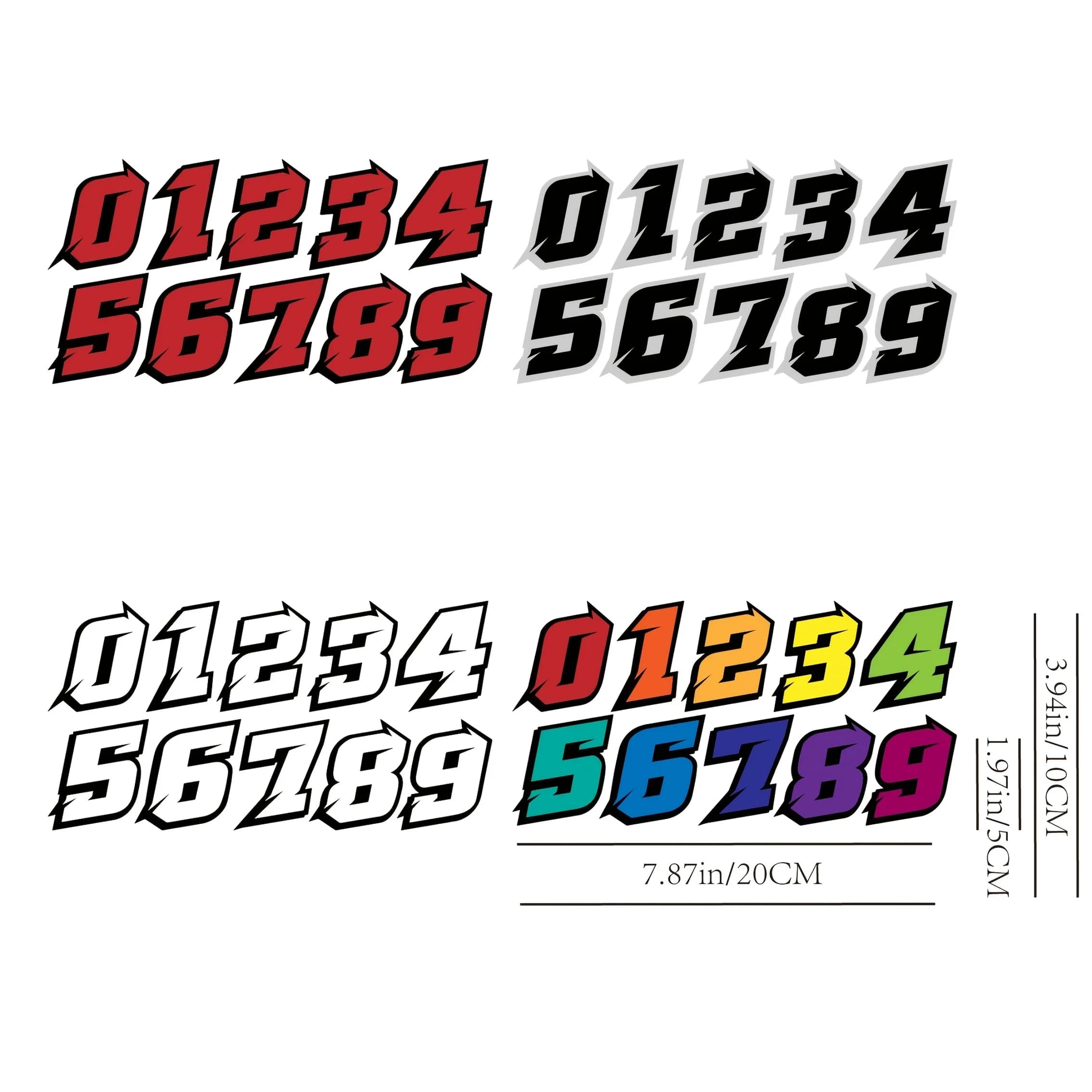Set of 10 Stickers in Multicolor Waterproof Vinyl with Numbers from 0 to 9 for Motorcycle Helmet, Bike, Car, Fai-da- Decoration ♪