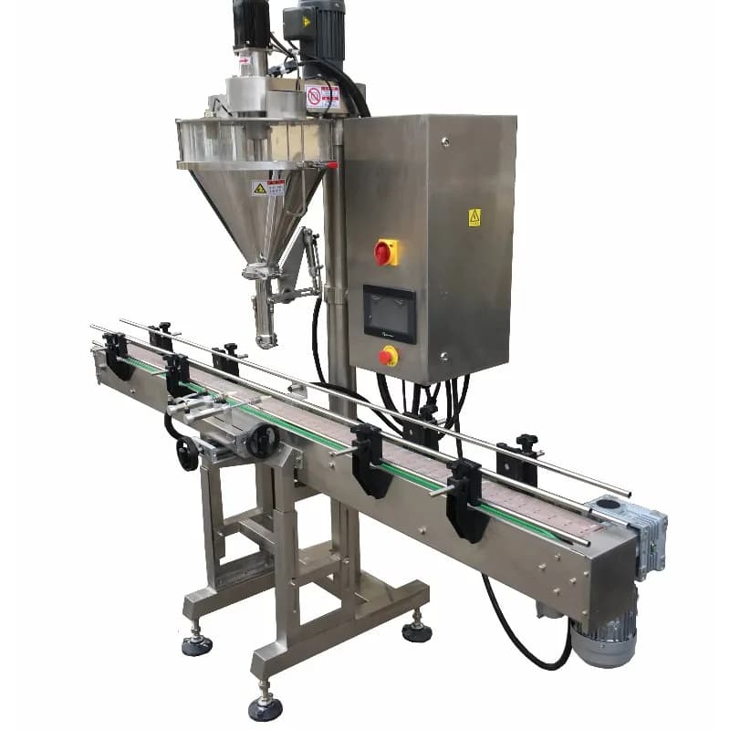 Automatic 20 Liter Glass Bottle Powder Filling Machine For Milk Protein Powder Coclea Crew PLC Gear Bags Barbed Case