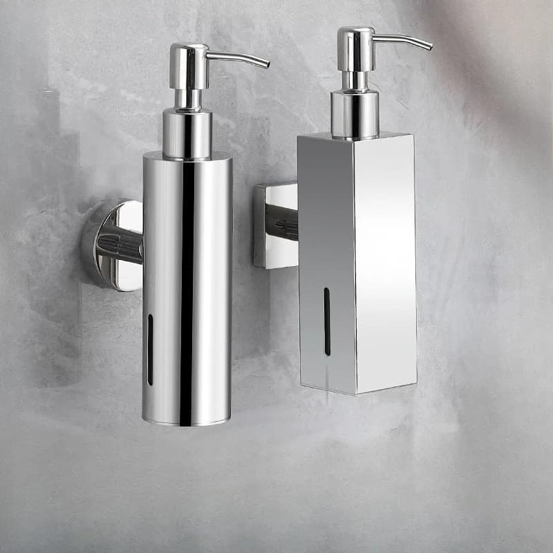 Dispenser di sapone a pressione manuale in acciaio inossidabile 304, contenitore disinfettante per le mani da appendere alla parete del bagno