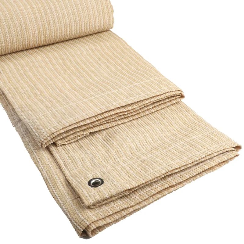260GSM thickening 96% Anti UV Beige HDPE net outdoor sunshade balcony safety Privacy screen mesh with brass rings
