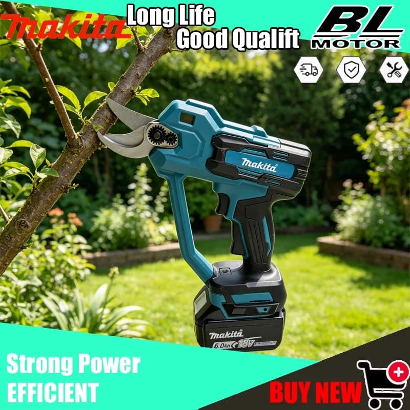Forbici da Potatura Makita Senza Spazzole 35mm, Utensile Elettrico Cordless, Cesoie per Rami ad Alta Potenza per Attrezzi 18V