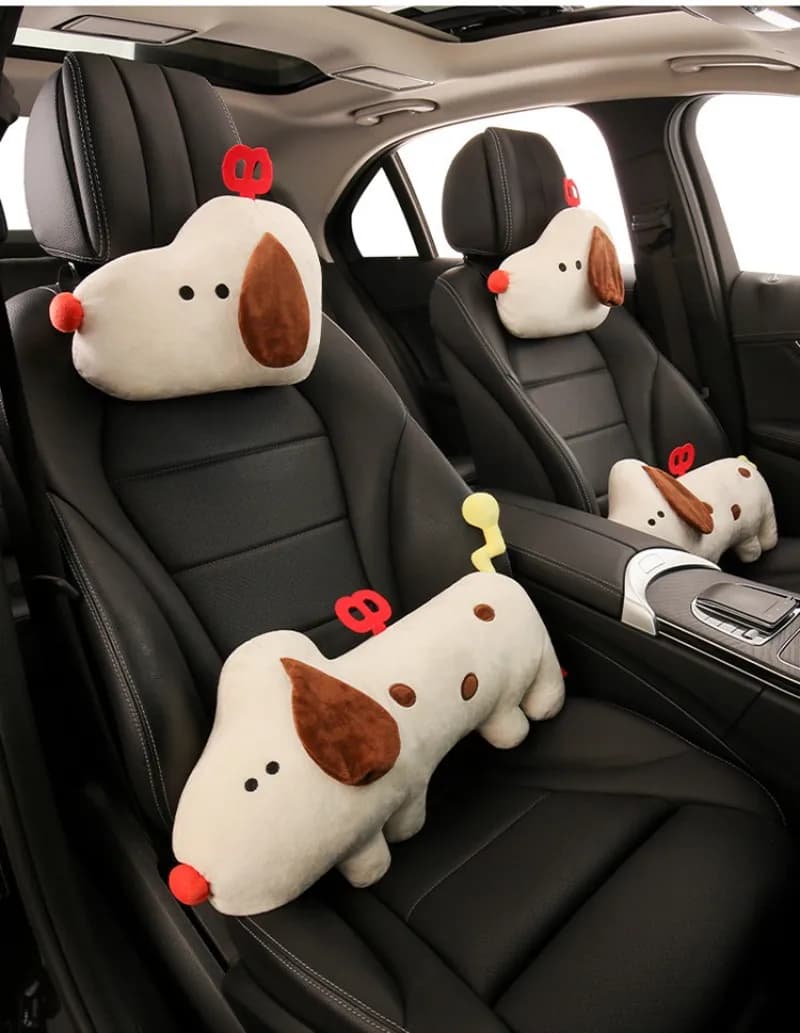 Simpatico cartone animato cane gatto poggiatesta per auto cuscino set di cuscini lombari comodo cuscino di supporto per il collo accessori per la decorazione degli interni della casa automatica