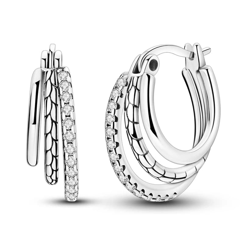 Orecchini in argento sterling 925 da donna con tripla pietra, osso di serpente, orecchino a cerchio per regali di gioielli da sposa per l'anniversario