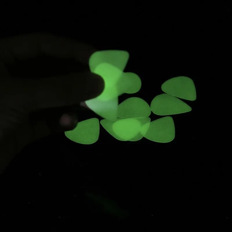 Set di 10 Plettri Luminosi per Chitarra, Plettri Fluorescenti in Celluloide e Bachelite, Plettri per Ukulele, Spessore 0,46/0,71/0,96mm