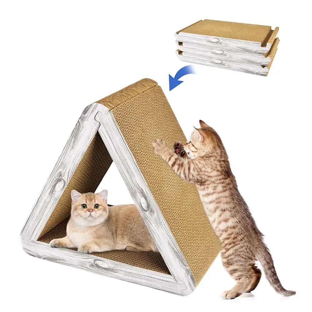Nuovo Tiragraffi Verticale per Gatti, Torre Triangolare Pieghevole, Tiragraffi Multiuso 3-in-1, Prodotto per Gatti, Tappetino per Gatti, Utilizzo a 6 Lati