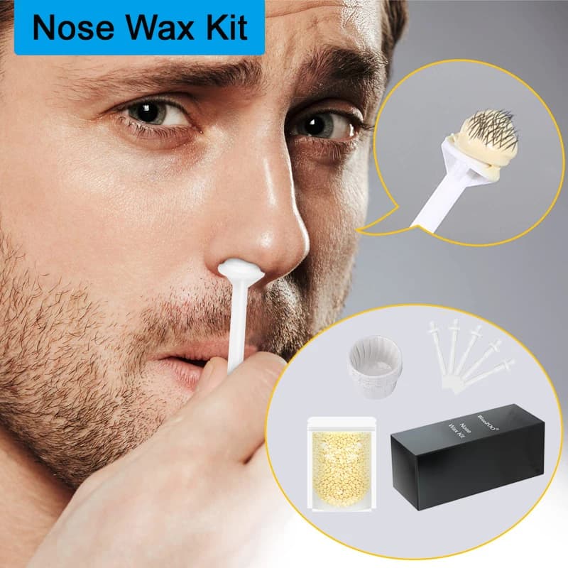 Set di cera per la depilazione del naso portatile Kit di fagioli di cera per il naso indolore - Set di fagioli di cera per la pulizia dei peli del naso senza carta per uomini e donne