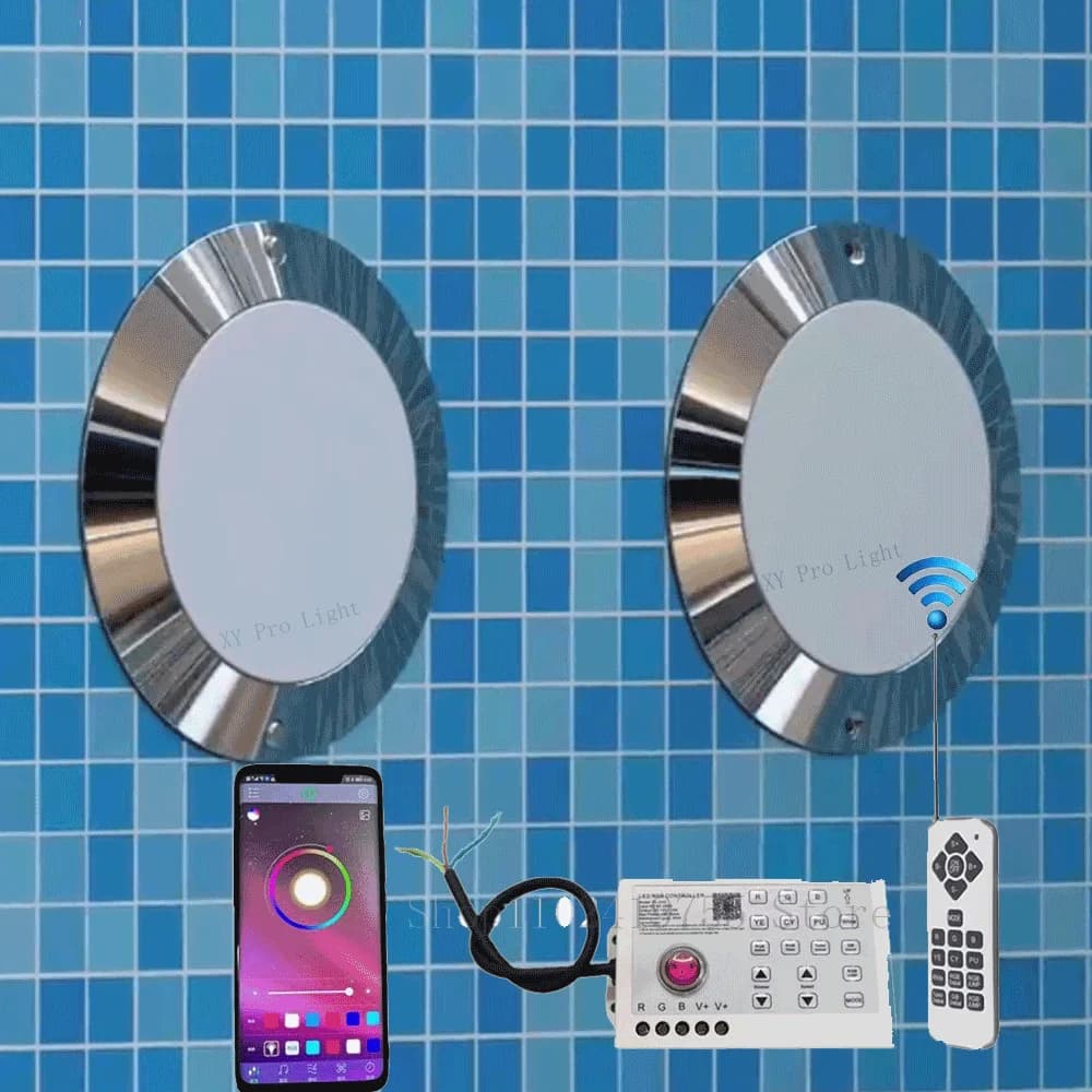 Luci subacquee RGB da 35 W 25 W Bluetooth APP Controllo 12 V IP68 12 W LED Luce per piscina 18 W Decorazione per feste in piscina Lampada per fontana