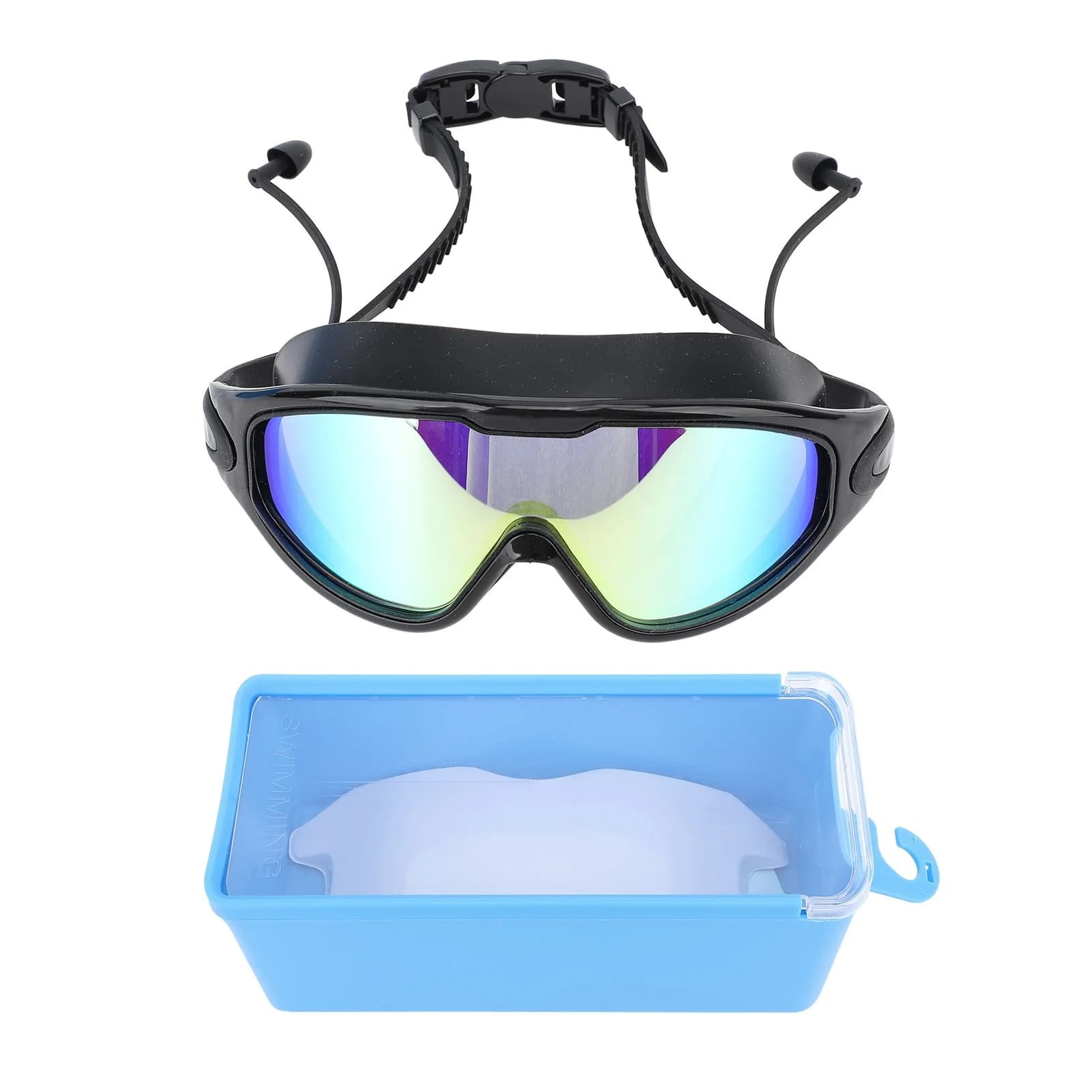 Swim Goggles Wide View Swimming Goggles Waterproof Anti Fog Electroplating Swim Glasses with Earplugs