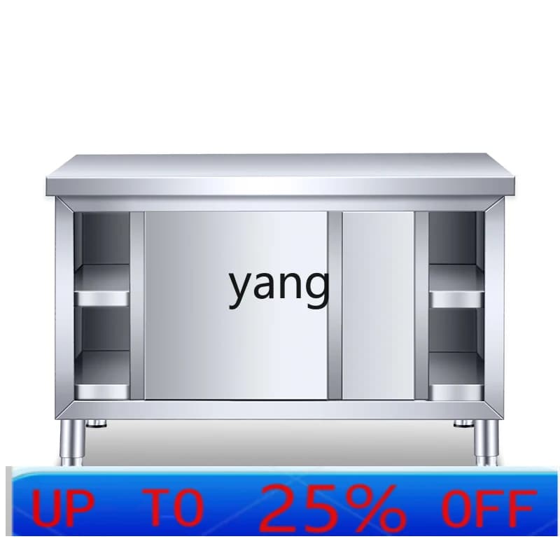 LTT extra thick stainless steel workbench kitchen cabinet cutting table with commercial sliding door cutter