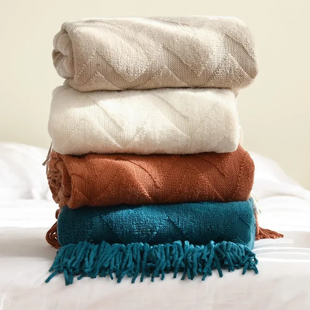 Nordic Knitted Throw Blanket Geometric Sofa Cover Home Decoration Hotel Bed End Towel Soft Nap Blanket Cozy Travel Shawl Warm
