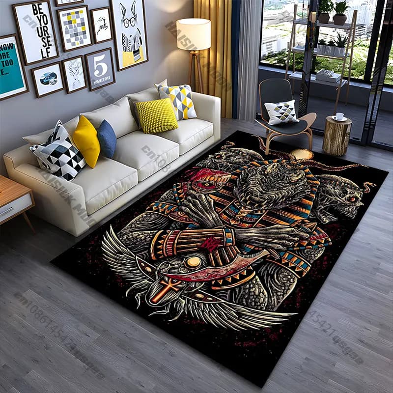 Carpet with ancient mythological and powerful images of obscuring tenues, yoga carpet, decoration for living room, baby crawler mat, tirbino, playground carpet