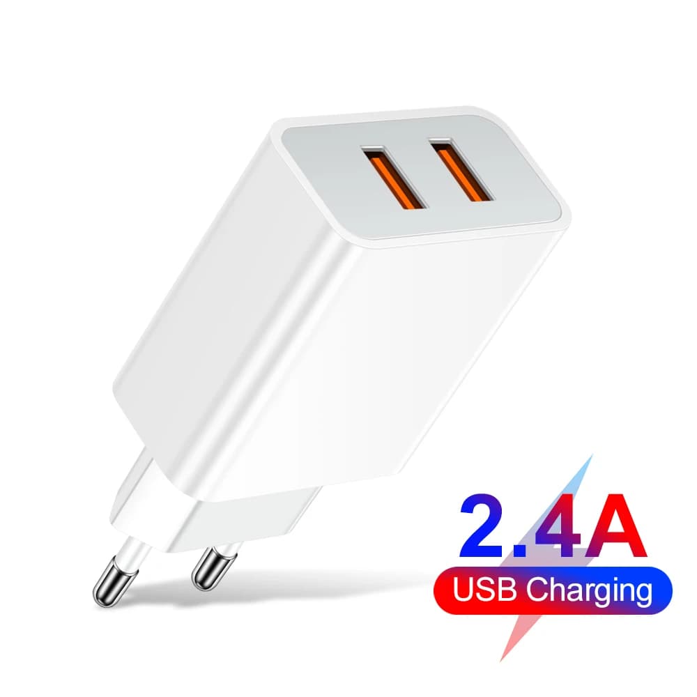 Caricatore rapido doppio USB 2.4A per telefono cellulare Adattatore da muro con spina UE/USA/Regno Unito QC3.0 Caricabatterie da viaggio per Samsung Huawei Xiaomi Oppo