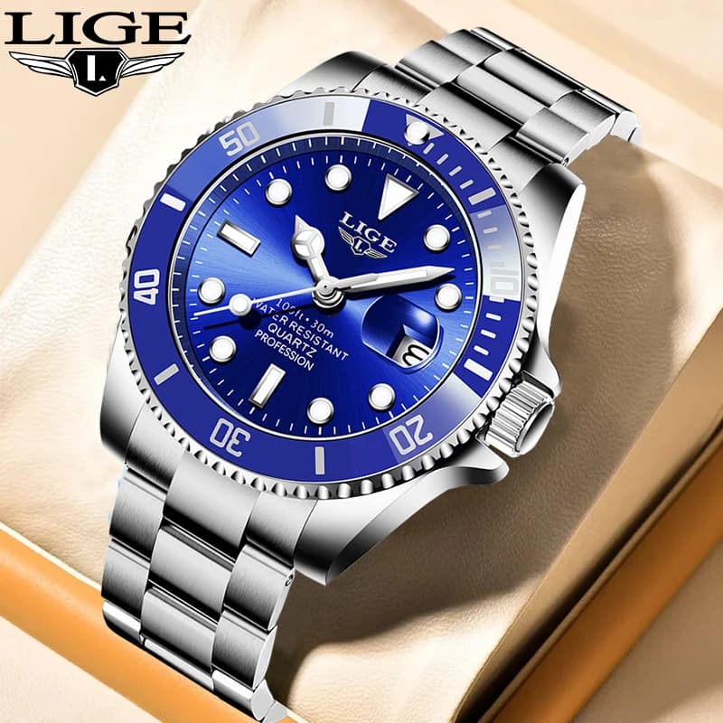 Orologio da uomo LIGE, semplice e lussuoso, classico, alla moda, da lavoro, con data, impermeabile, casual, sportivo, in acciaio inossidabile, al quarzo.