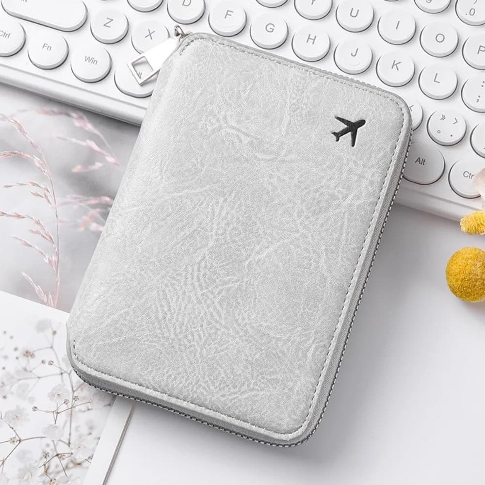 Borsa Porta Passaporto in PU Tinta Unita, Antifurto RFID, Portafoglio da Viaggio Multifunzionale, Porta Carte, Custodia per Passaporto, Borsa Portaoggetti per Donne