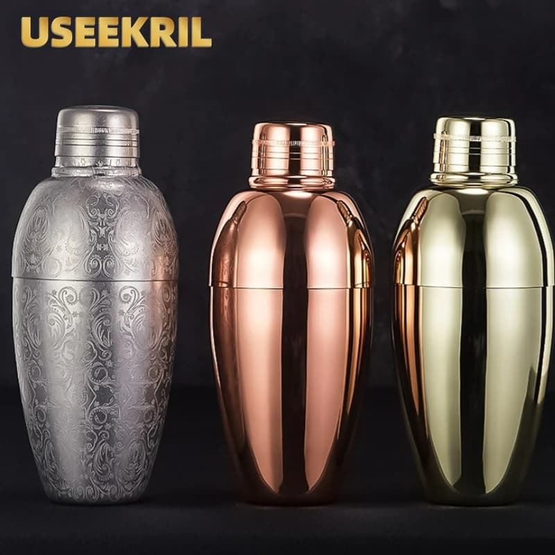 500ml Carven incisione Vintage Cocktail Shaker Bar Shaker Cocktail Boston Shaker in acciaio inossidabile per Bar Party Home Bar Tool