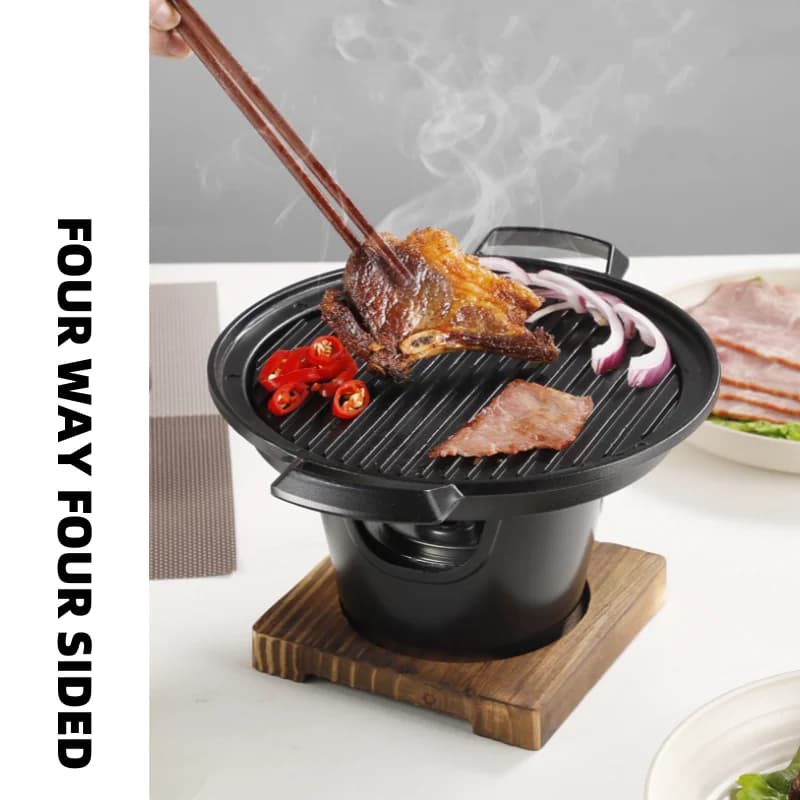 Mini fornello per barbecue ad alcool da campeggio per una persona Mini fornello per barbecue da esterno Stufa per barbecue portatile in carbonio in lega di alluminio