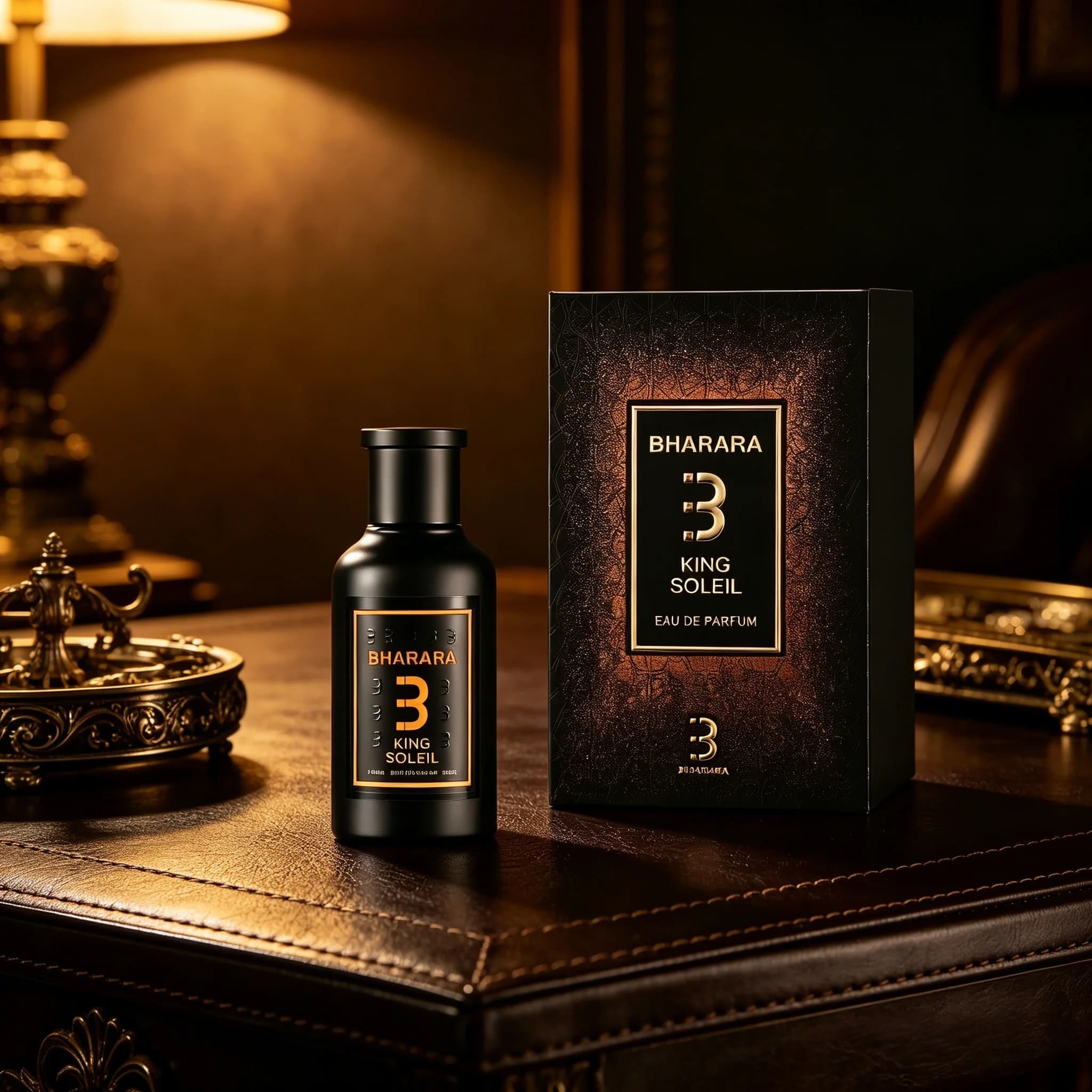 Bharara King Soleil Eau de Parfum, Fragranza Orientale Legnosa Ricca e Duratura per Uomo, Profumo di Lusso, Regalo Perfetto per le Feste