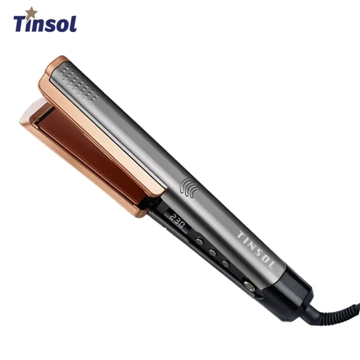 TINSOL Professional ceramic hair plate 2 in 1, curled ionizer with LCD wide panel plate, adjustable temperature