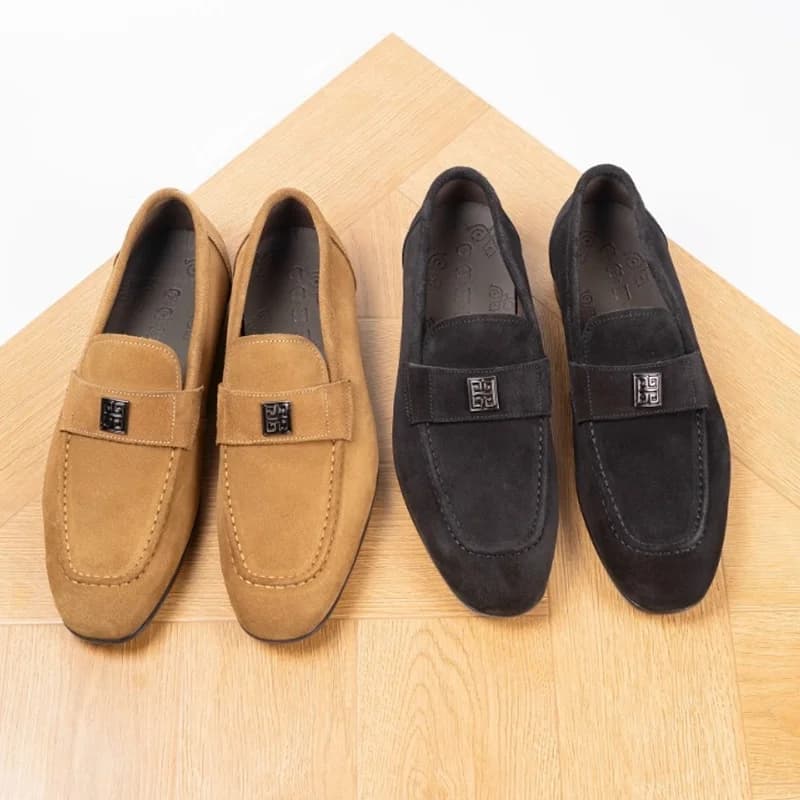 Summer New High Quality Retro Suede Loafers Fashion Business Casual Leather Shoes For Men Slip-on Summer Dress Shoes