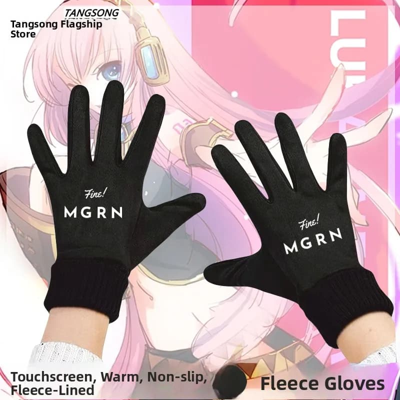 Men's touchscreen winter cycling gloves, fleece lined, Virtual Idol Lonchen Luka model, hot, cycling, elastic polyurethane, for young people
