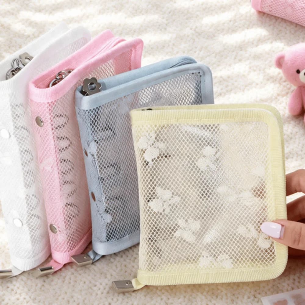 Bow Decoration Ring Binder Album A6 Size Zipper Closure Photo Collection Book Lace Diary Planner Notebook School Stationery Use