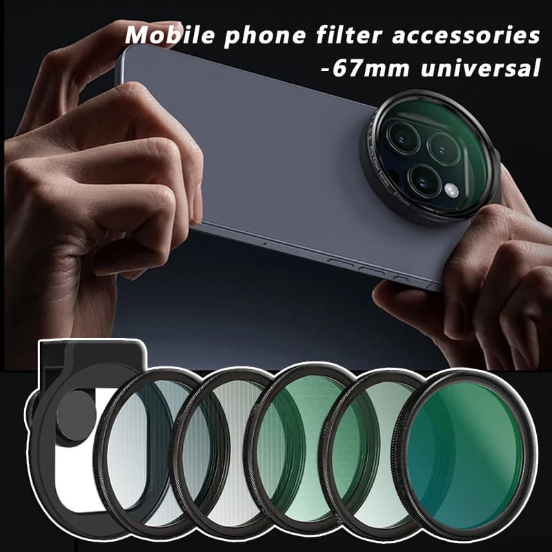 Kit filtro telefono in metallo da 67 mm Obiettivo per montaggio su pattino freddo Starlight Nebbia nera VND CPL per iPhone Pro Max Samsung Android HUAWEI Xiaomi